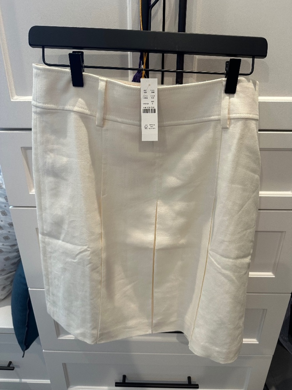 NWT J. Crew Ivory Linen blend lined pleated skirt Size 6